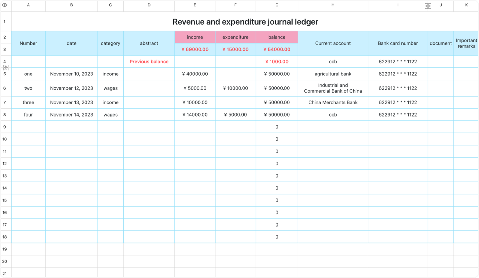 Income and expenditure diary ledger 1